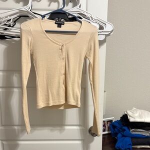 PrettyLittleThing Beige Button-Down Women's Top